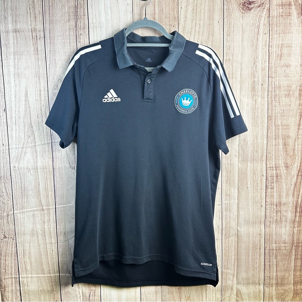 Adidas Black Charlotte Football Club Polo‎ Shirt for Men
